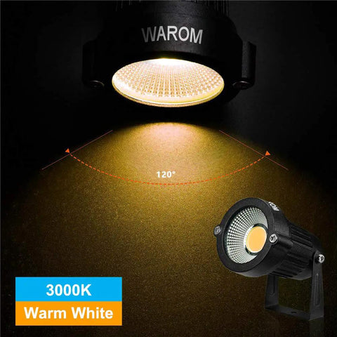 All Metal Landscape Outdoor Spotlights Waterproof IP65 5W 120V Yard Flood Light With Ground Stake 3200K Warm White beam angle