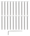 20 Pack Size 10 2-1/2 Inch Button Head Socket Cap Bolts Built With Kickass 304 Stainless Steel 18-8 Hex Drive Hardware laid out with an included hex wrench.