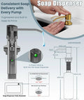 Diagram of soap dispenser from Brushed Gold Kitchen Faucet With Soap Dispenser And Deck Plate For RV And Farmhouse Sinks