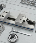 Massive 300mm Opening Bench Vise Hardened Alloy Steel CNC Milling Machine Clamp Ground Precision Workholding Tool on workspace with tools.