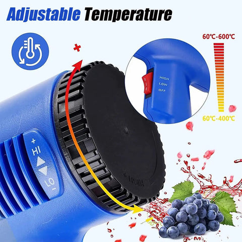 GFJYKDL Digital Bottle Heat Shrink Sealing Machine With Adjustable 40-600C Temp And Lcd Control detailed temperature dial and switch.