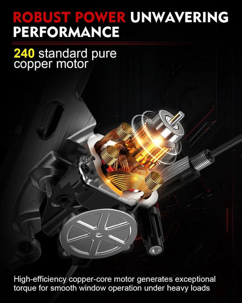 Front Left Driver Side Power Window Regulator And Motor Assembly Fits Honda Fit 2009 To 2014 6 Pin Connector copper motor detail