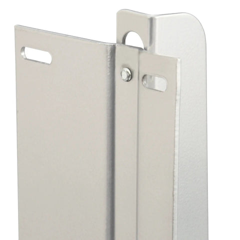 Close-up of Door Mount Platinum Bracket Kit With Four Screws, Six-Way Adjustable Cabinet Door Support, Easy Drop-In Keyhole Mount