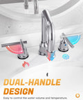 Chrome Widespread Bathroom Faucet 8 Inch Centers 3 Piece Vanity Set With Adjustable 360 Degree Swivel Spout Modern Lavatory Faucet
