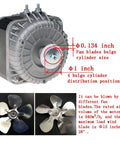 AC Shaded Pole Fan Motor 120V 60Hz 18W Output For Small Ventilation And Refrigeration Gear, 940 Cubic Meters Per Hour Air Volume, CCW Rotation