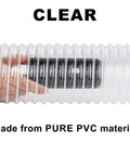 Clear 4 Inch PVC Dust Collection Hose 10 Feet Vacuum Hose For Woodworking Transparent tube with hands visible inside