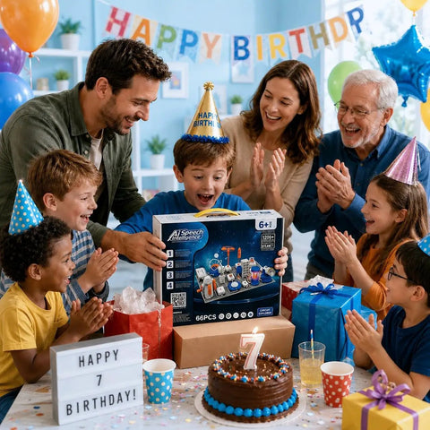 Hands On Circuit Kit For Kids 6 Plus With 66 Pieces And 1200 Plus Projects Electric Circuit Board Science Toy Electronics Exploration Set To Boost Problem Solving And Physics Curiosity Gift For Boys And Girls, boxed at birthday party