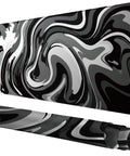 XL Gaming Mouse Pad With Stitched Edges, Black And White Desk Mat, Extra Large 31.5 By 15.8 Inches, Ink Liquid Wave Design