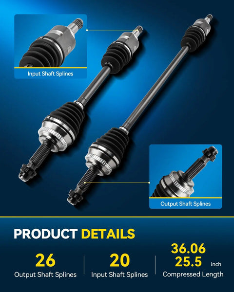 Toyota Front CV Axle Shaft Assembly Fits Corolla 2009-2018 1.8L, Matrix 2003-2013, Vibe 2003-2010 1.8L splines and details
