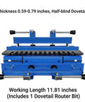 Heavy Duty Woodworking Dovetail Jig With Rock Solid Clamps For Dead On Half Blind Cabinet And Drawer Building Adjustable 12 To 24 Inch Range Zero Wiggle Routing Setup, 11.81 inch length.