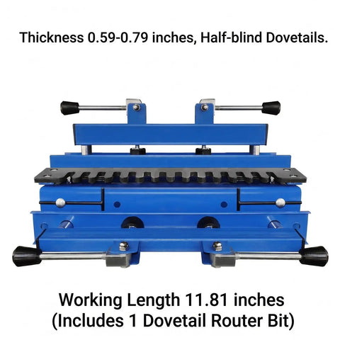Heavy Duty Woodworking Dovetail Jig With Rock Solid Clamps For Dead On Half Blind Cabinet And Drawer Building Adjustable 12 To 24 Inch Range Zero Wiggle Routing Setup, 11.81 inch length.