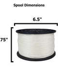 One Eighth Inch White Polyester Rope With Solid Braid Dacron Five Hundred Foot Spool Low Stretch UV Resistant Industrial Utility Cord