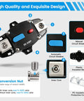 Heavy Duty 200A Dc Circuit Breaker Battery Disconnect Switch Quick Manual Reset For Towing Motors Marine Panels Built Tough 12V To 24V Systems Road Ready No Sweat Operation For Boat Trailers And Gear placed on a design layout.