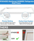 Upgraded 241969501 Refrigerator Shelf Frame with precise slotting and hole position for easy fit, highlighted guidelines shown