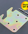 Top Shelf Galvanized Bed Rail Hook Plates And Tight Fitting Brackets For Hardcore Daily Grind Solid Bed Frame Mounting Hardware With Screws Included, pack of 4, showing galvanized metal bracket and screws.