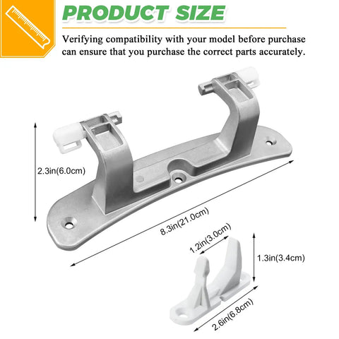 Washer Door Hinge With Bushings and Door Striker Kit Replacement Fits Frigidaire Electrolux Kenmore Crosley Front Load Washers Replaces 1191162 AP3886714 PS1152380, size diagram