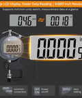 Digital Thickness Gauge For Leather Paper Fabric And Film With 0.0005 Inch Resolution And 0 To 0.5 Inch Range One Hand Operation With Inch Millimeter Conversion And Large LCD Display