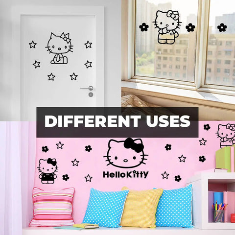 Overview of Cute Kids Room Removable Wall Decal Sticker Art 7x9 Inch Vinyl Peel And Stick used on walls, windows, and doors.
