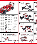 Instructions and pieces of Metal Model Racing Car Kit With 287 Pieces For Kids 8 Plus STEM Building Toy Real Screws Nuts Bolts And Tools