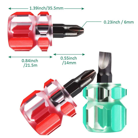 Two Piece Mini Screwdriver Set For Sewing Machines And DIY Fixes, Grab And Go Pocket Tools with chrome vanadium tips and PVC handles