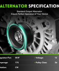 Close-up of Beefed Up 175 Amp High Output Alternator Compatible With Ford Taurus 13-18 Explorer 12-18 Flex Lincoln MKS