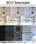 Modern LED Chandelier 82W Black And Gold 10 Light Ceiling Pendant with Dimmable Remote Control color temperature selection