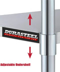 Galvanized Under Shelf For 30 By 18 Inch Work Tables With Extra Adjustable Lower Shelf showcasing adjustable feature
