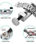 Complete Watch Repair Kit With Link Removal Tool And Case Opener For Battery Replacement And Strap Adjustment, close-up view