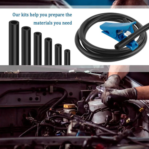 Six Piece Silicone Vacuum Hose Kit With 4.9 Ft Of Flexible Vacuum Lines And Tube Cutter, Size Range 1/8 In To 3/8 In in use