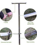 36 Inch Stainless Steel Soil Probe With Foot Pedal And Reusable Sample Bags for soil sampling featuring T handle and durable materials.