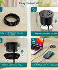 Installation guide for Flush Mount Desk Power Grommet With Two Outlet Jacks And Four Usb Ports Including Dual PD Fast Chargers Plus HDMI Connectivity.
