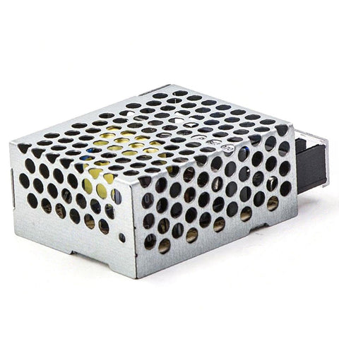 Built Tough 15 Watt AC DC Power Converter with metal housing, compact design for solid 5 Volt 3 Amp charge in LED lights.