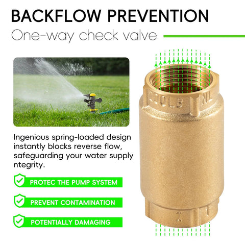 Brass 1-inch FNPT x FNPT check valve with backflow preventer for irrigation systems