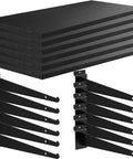 Six Pack Wooden Slatwall Shelves With Heavy Duty Metal Brackets For Home And Garage Organization, 24 By 12 Inch Slat Wall Storage Kit