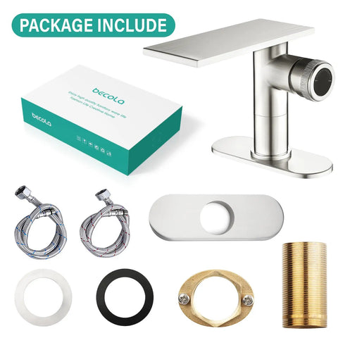 Brushed Nickel Vessel Sink Faucet With Single Hole Easy Install Hot And Cold Basin Mixer Single Handle Vanity Faucet With Deck Plate Cool Modern Waterfall Design For Bathroom Sink Durable Metal Construction package contents