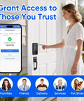 User engaging with the Super Slick Smart Door Lock Handle Set delivering breezy no fuss keyless entry at a doorway.