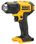 Cordless Heat Gun With LED Light And Lock On Convenience, No Cord, All Power, Hits Up To 990 Fahrenheit, Roughly 42 Minutes Runtime Per Charge, Includes Flat And Hook Nozzle Attachments, Tool Only DCE530B showcasing side view.