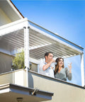 Straight Up Heavy Duty Clear Vinyl Tarp 3X6 Ft Transparent Waterproof Sheet With Reinforced Metal Grommets used on balcony for outdoor shelter.