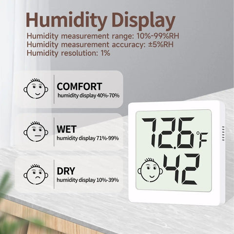 Six Pack Mini Humidity Meter Hygrometer Digital Temperature And Humidity Monitor For Home Office Garden And Basement Easy Readouts With Three Comfort Level Indicators, white ABS case