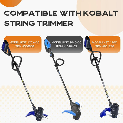 Kobalt 40V Cordless String Trimmer Spool Replacement For KST 120X Dual Line Autofeed Refills models displayed with compatibility