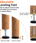 Game Changing Adjustable Furniture Levelers With Full Metal Threads And Teflon Glide Pads Smooth Operator Anti Wobble Foot Caps image showing height adjustments and features.