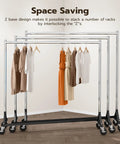 Heavy Duty Rolling Garment Rack With 500LBS Capacity Adjustable Chrome Clothes Rack On Wheels Portable Z Base Steel Garment Rack For Home Studio Or Retail Use Commercial Grade Ideal For Boutiques And Large Wardrobe Rooms