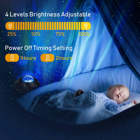 Star Projector For Bedroom With Remote, Aurora Northern Lights Show, Bluetooth Speaker, White Noise And Timer illuminating crib