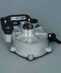 Front view of Yongtoparts brake vacuum pump with aluminum housing and black mounting plate.