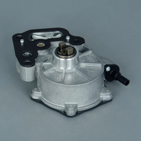 Front view of Yongtoparts brake vacuum pump with aluminum housing and black mounting plate.