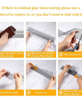 Instructions on using Hair Catcher for Shower-Self-Adhesive Drain Strainer Filter Roll with a towel and scissors.