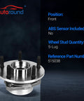 Beefy Front Wheel Bearing And Hub Assembly For 2000 2001 Dodge Ram 1500 4WD Front Left And Right 5 Lug Non ABS 515038