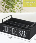 Farmhouse Style Wooden Coffee Station Organizer For Countertop With Handle, Four-Compartment Coffee Bar Accessories Holder size