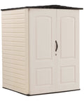 Large Vertical Resin Outdoor Storage Shed With Floor 5 By 6 Ft Weather Resistant Brown For Home Yard Gear And Garden Tools