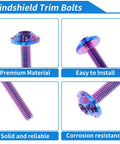 Premium Titanium Windshield Bolts And Washers For Harley Davidson Street Glide with blue anodized finish, showing solid construction and detail.